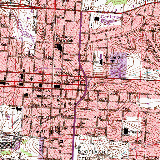 Topographic Map of Independence Police Department, MO