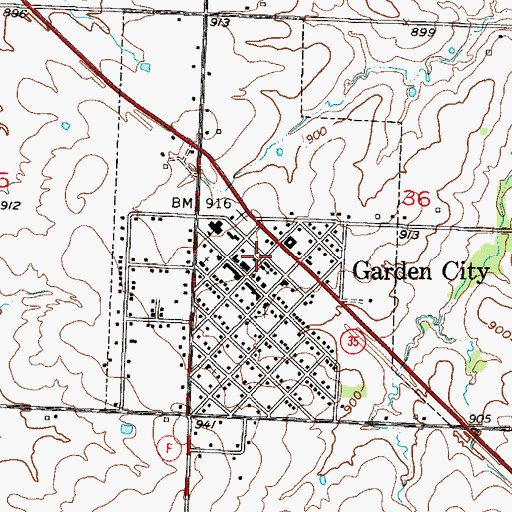 Topographic Map of Garden City Police Department, MO