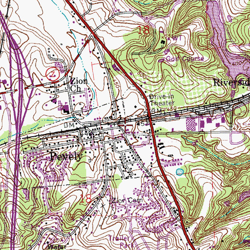 Topographic Map of Pevely Police Department, MO