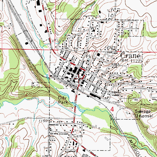 Topographic Map of Crane Police Department, MO