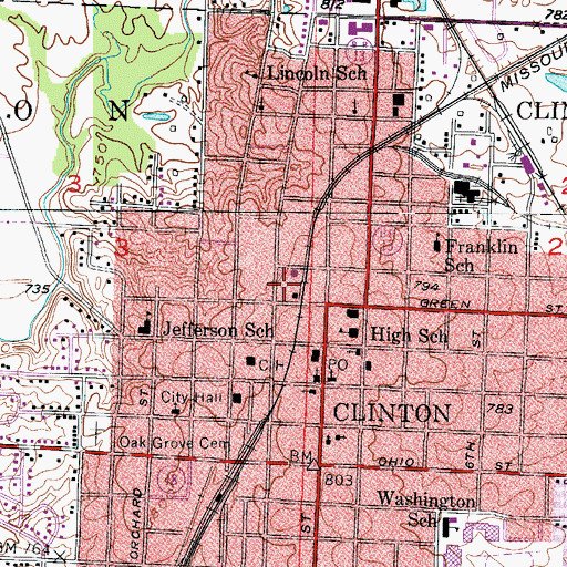 Topographic Map of Henry County Sheriff's Office, MO