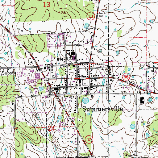 Topographic Map of Summersville Police Department, MO