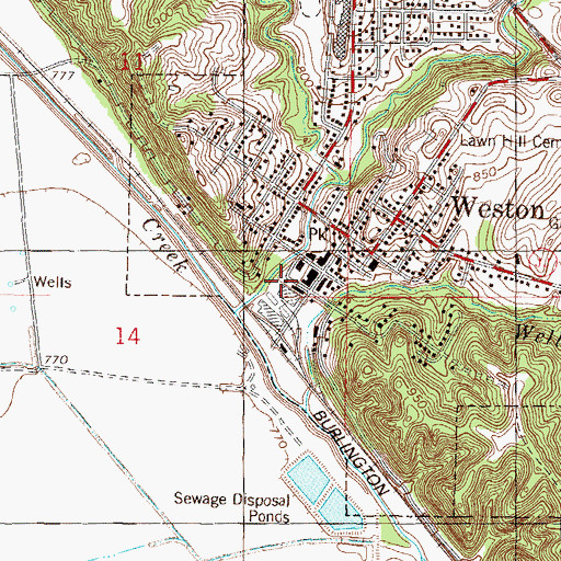 Topographic Map of Weston Police Department, MO