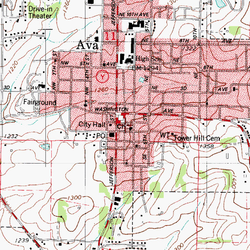 Topographic Map of Douglas County Sheriff's Office, MO