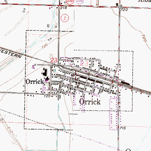 Topographic Map of Orrick Police Department, MO