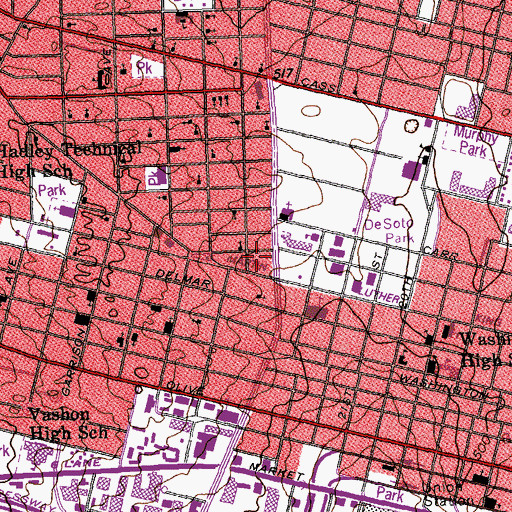 Topographic Map of Saint Louis Metropolitan Police Department - Central Patrol Division, MO