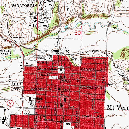 Topographic Map of Lawrence County Sheriff's Office, MO