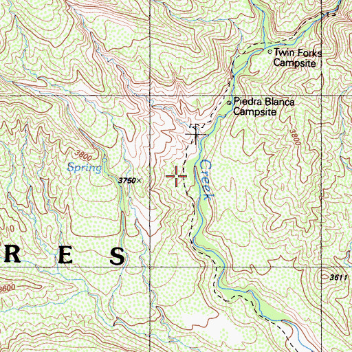 Topographic Map of Piedra Blanca Camp, CA