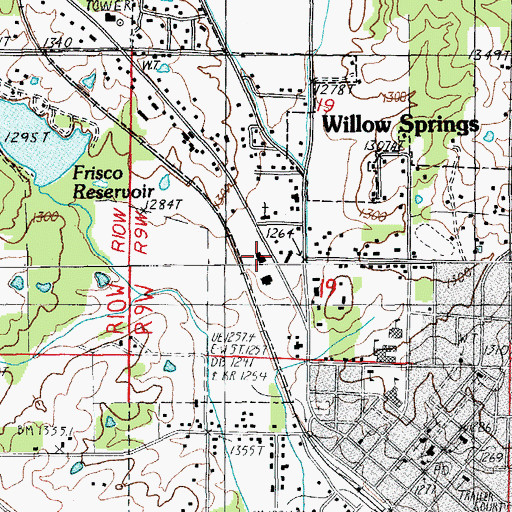 Topographic Map of Willow Springs Police Department, MO