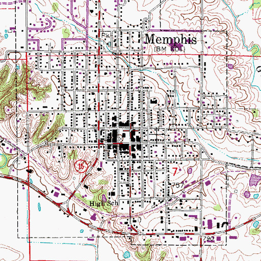 Topographic Map of Memphis Police Department, MO
