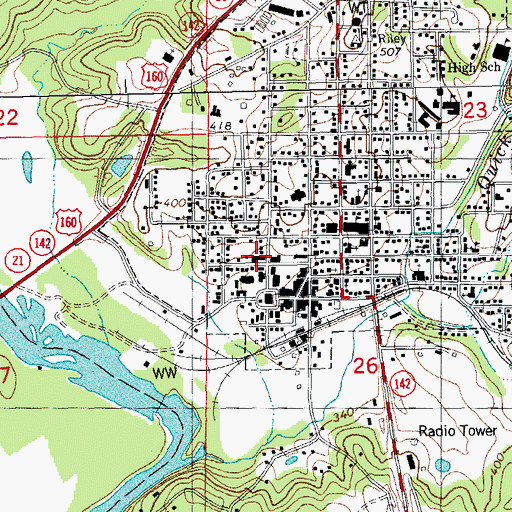 Topographic Map of Ripley County Sheriff's Office, MO