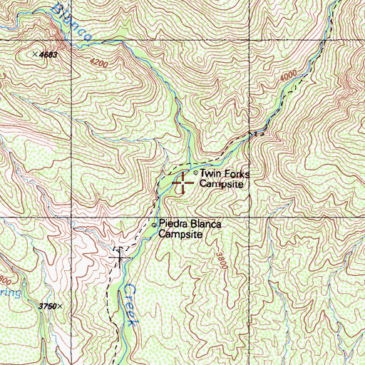 Topographic Map of Twin Forks Camp, CA