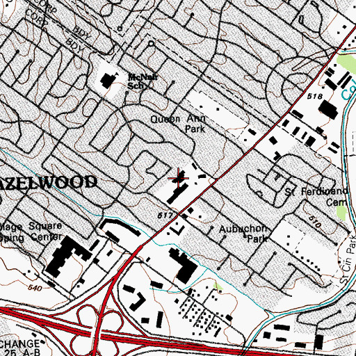 Topographic Map of Hazelwood Police Department, MO