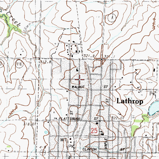 Topographic Map of Lathrop Police Department, MO