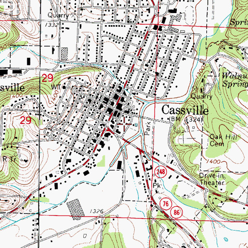 Topographic Map of Barry County Sheriff's Office, MO