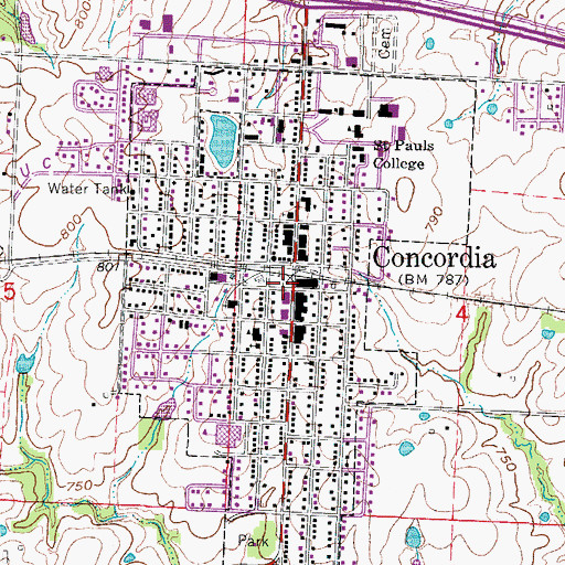 Topographic Map of Concordia Police Department, MO
