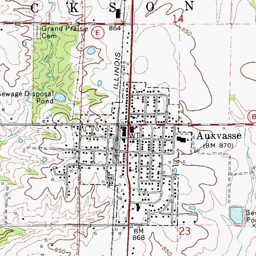Topographic Map of Auxvasse Police Department, MO