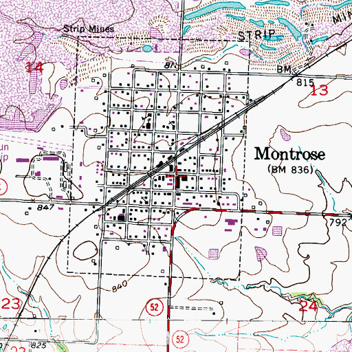 Topographic Map of Montrose Police Department, MO