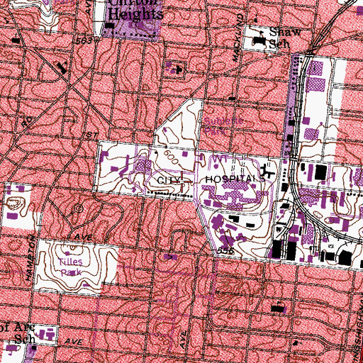 Topographic Map of Saint Louis Metropolitan Police Department - South Patrol Division, MO