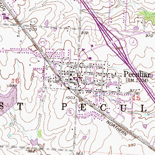 Topographic Map of Peculiar Police Department, MO