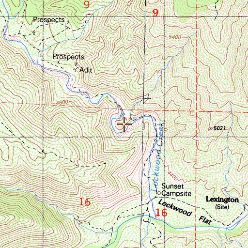Topographic Map of Sunset Rustic Campsite, CA