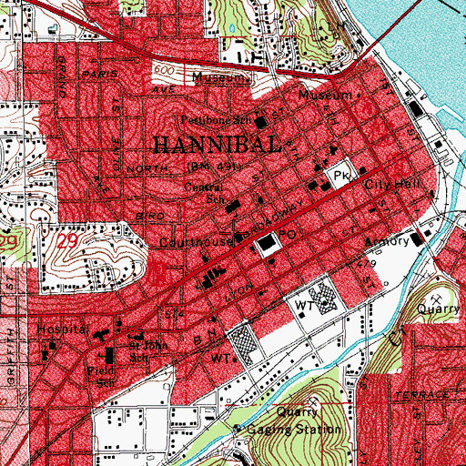 Topographic Map of Marion County Sheriff's Office, MO