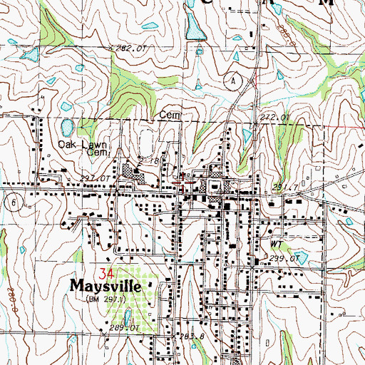 Topographic Map of Maysville Police Department, MO