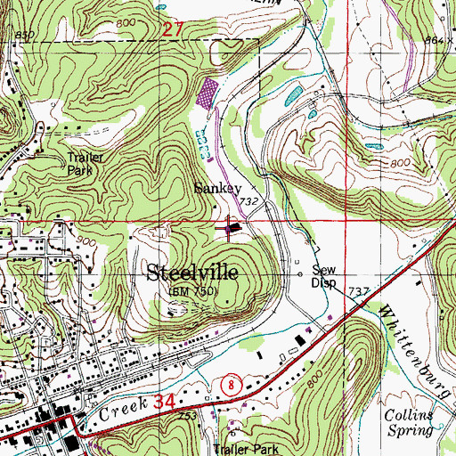 Topographic Map of Steelville Marshal's Office, MO