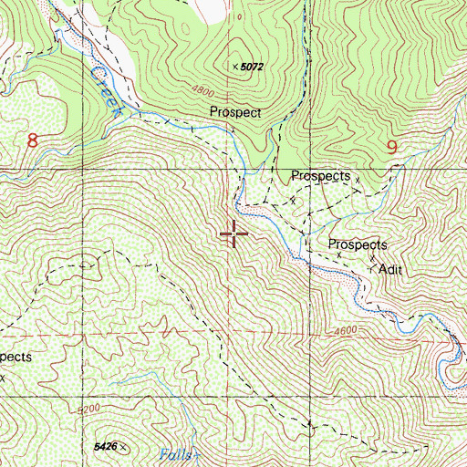 Topographic Map of Cottonwood Rustic Campsite, CA