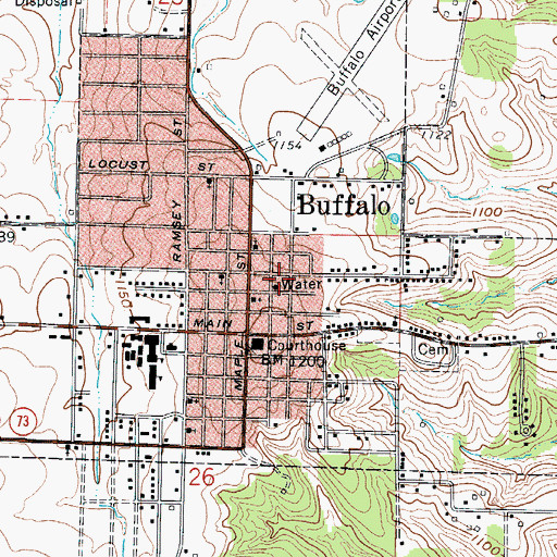 Topographic Map of Buffalo Police Department, MO