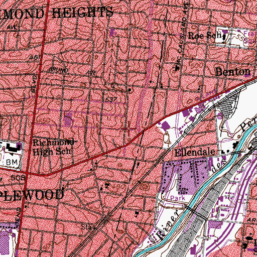 Topographic Map of Maplewood City Community Policing, MO