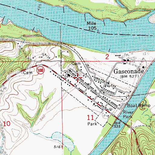 Topographic Map of Gasconnade Police Department, MO
