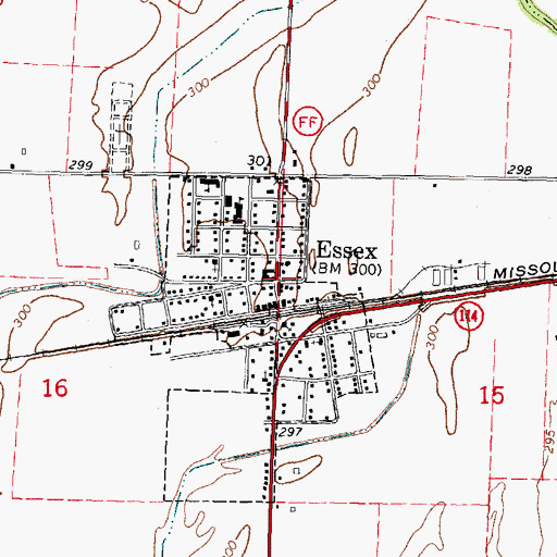 Topographic Map of Essex Police Department, MO