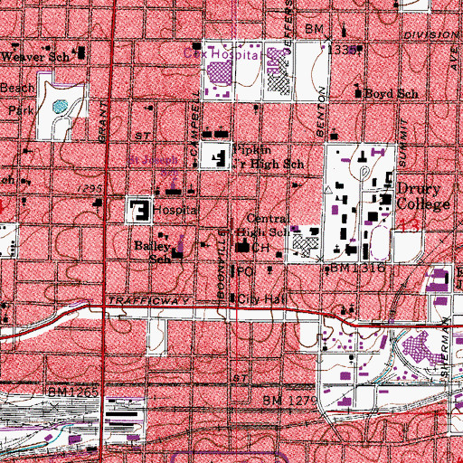 Topographic Map of Greene County Sheriff's Office, MO