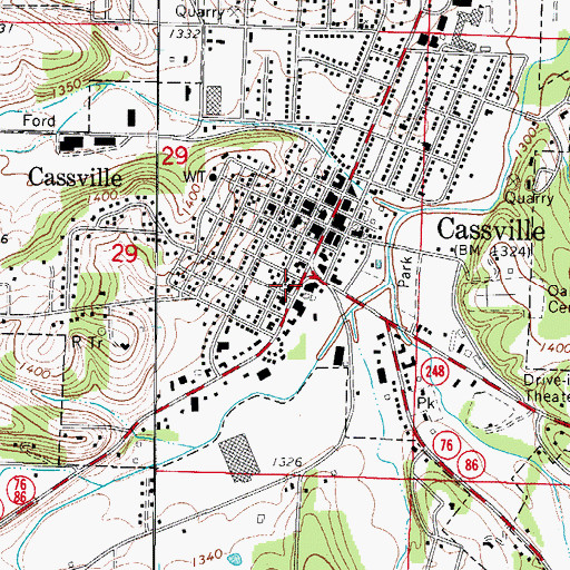 Topographic Map of Cassville Police Department, MO