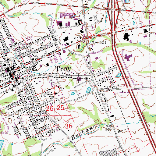 Topographic Map of Troy Police Department, MO