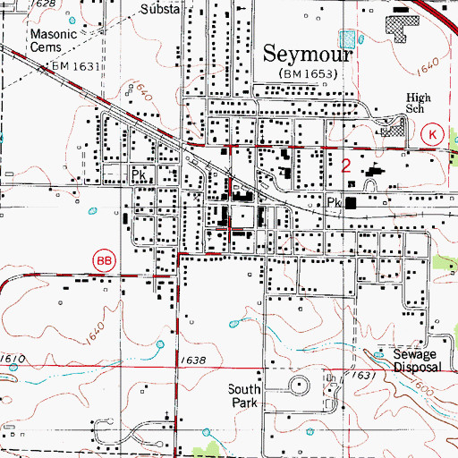 Topographic Map of Seymour Police Department, MO