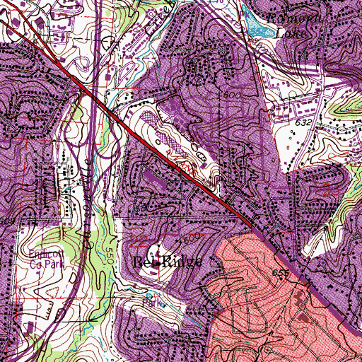 Topographic Map of Bel -  Ridge Police Department, MO