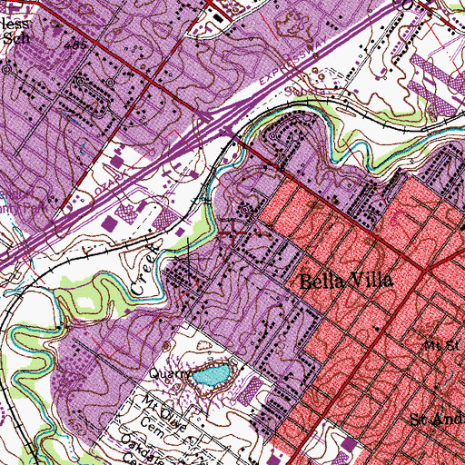 Topographic Map of Bella Villa Police Department, MO