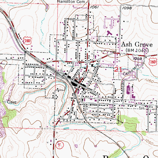 Topographic Map of Ash Grove Police Department, MO