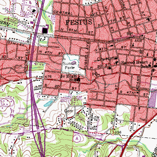 Topographic Map of Festus Police Department, MO