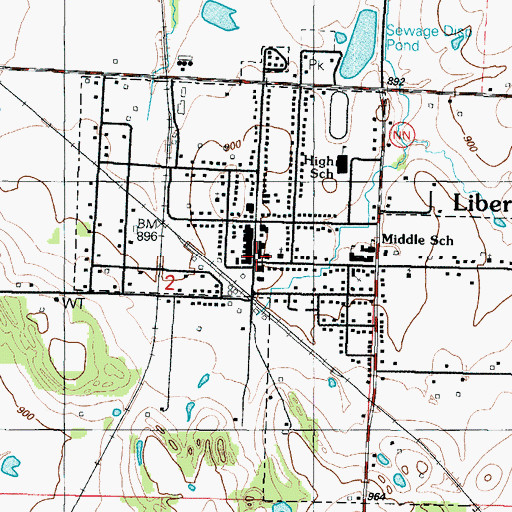 Topographic Map of Liberal Police Department, MO