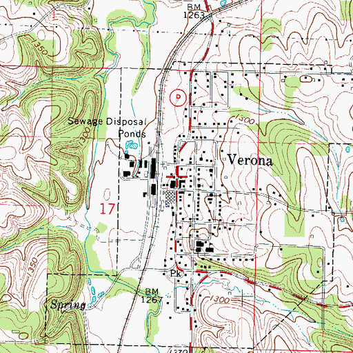 Topographic Map of Verona Police Department, MO