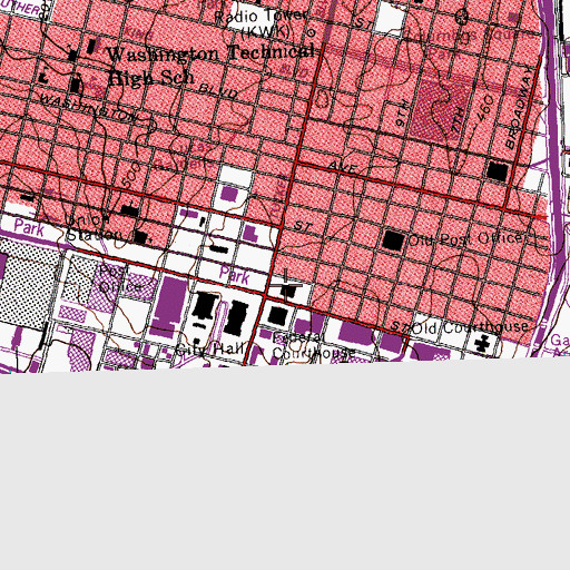 Topographic Map of City of Saint Louis Sheriff's Office, MO