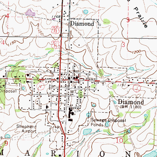 Topographic Map of Diamond Police Department, MO