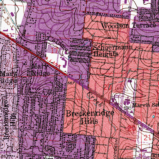 Topographic Map of Breckenridge Hills Police Department, MO