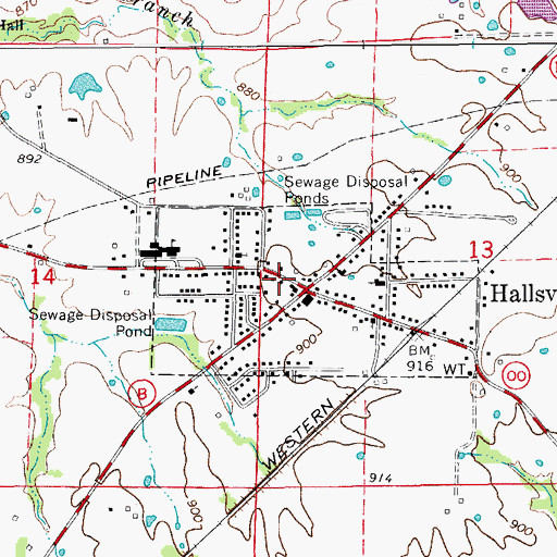 Topographic Map of Hallsville Police Department, MO