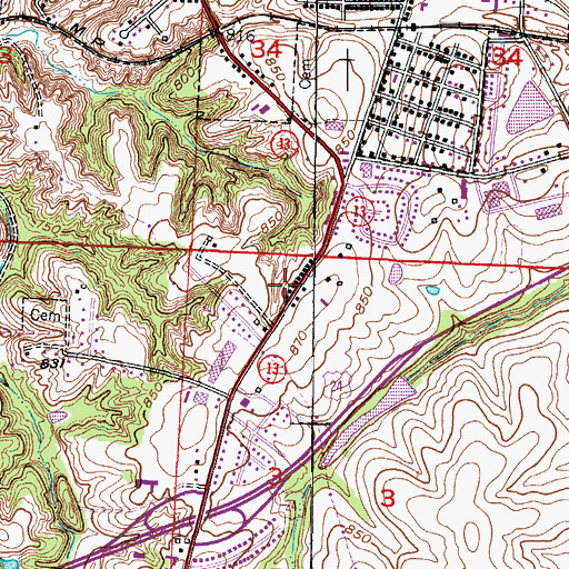 Topographic Map of Lexington Police Department, MO