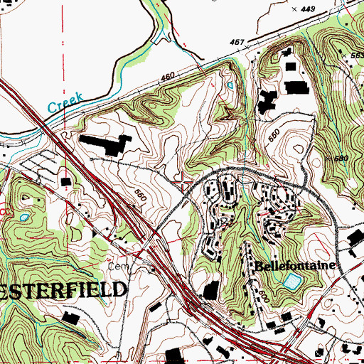 Topographic Map of Chesterfield City Police Department, MO