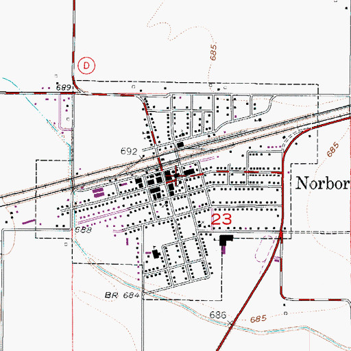 Topographic Map of Norborne Police Department, MO